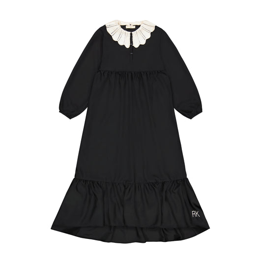 RETRO KID BLACK KNIT COLLAR MAXI DRESS
