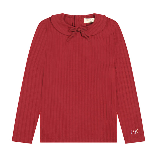 RETRO KID BURGUNDY RIBBED COLLAR TSHIRT
