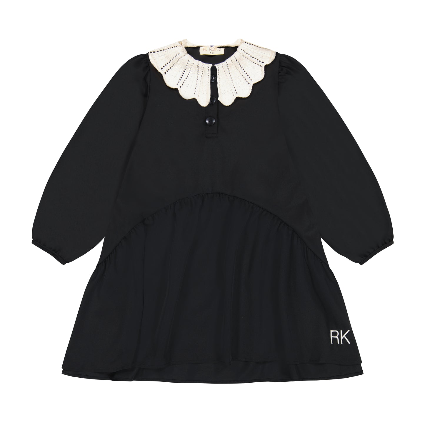 RETRO KID BLACK KNIT COLLAR DRESS