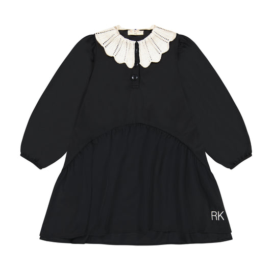 RETRO KID BLACK KNIT COLLAR DRESS