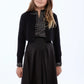 RETRO KID BLACK/CREAM PRINT SILK BLOUSE