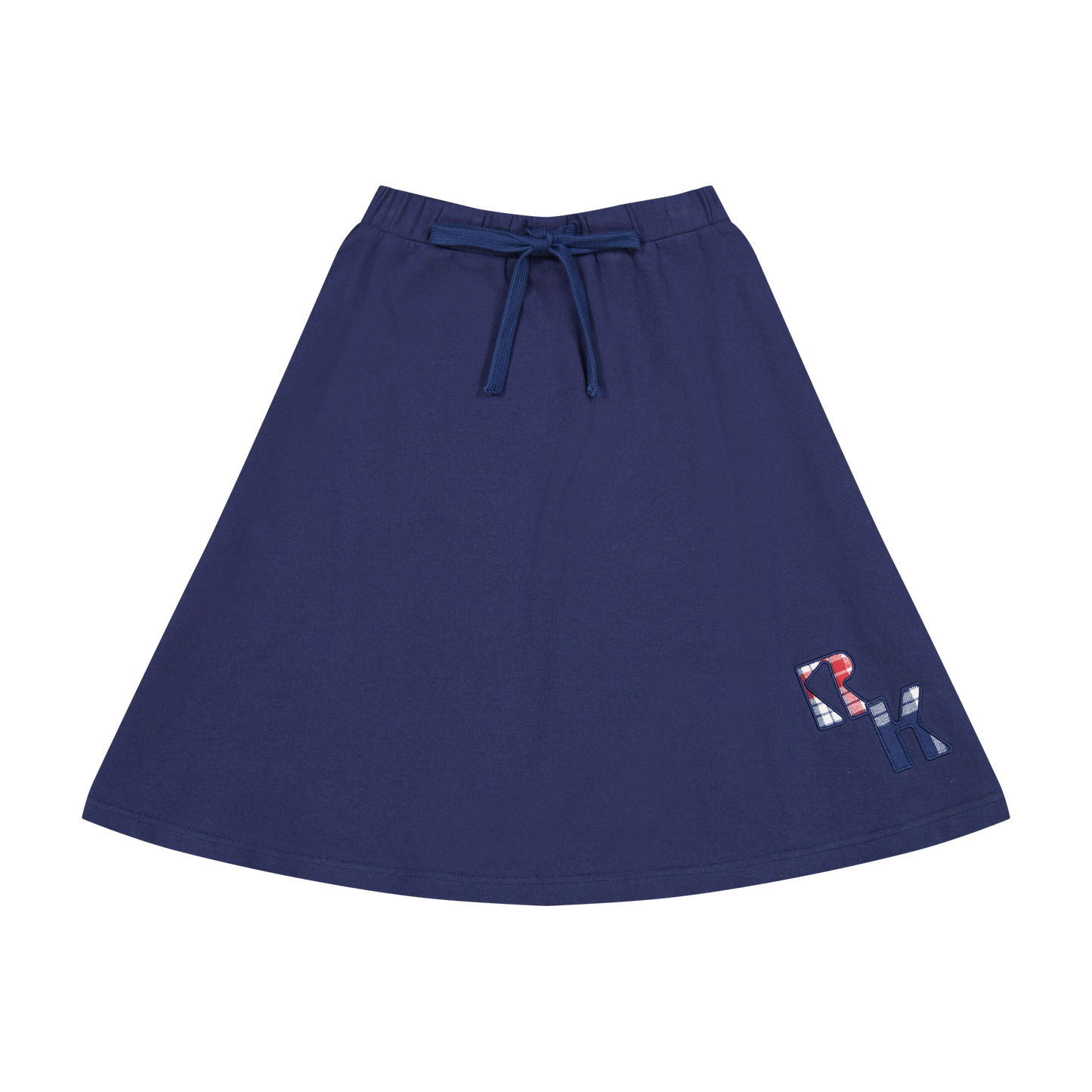 RETRO KID NAVY PLAID LOGO SKIRT