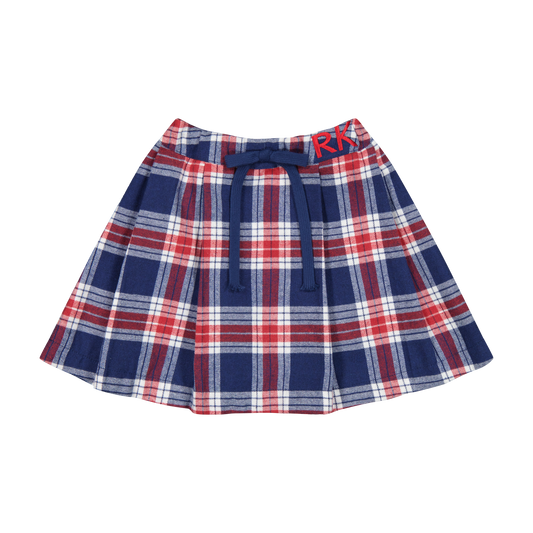 RETRO KID NAVY PLAID PLEAT SKIRT
