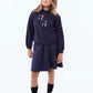 RETRO KID NAVY PLAID LOGO COLLAR SWEATSHIRT
