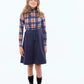 RETRO KID NAVY PLAID PRINT TURTLENECK