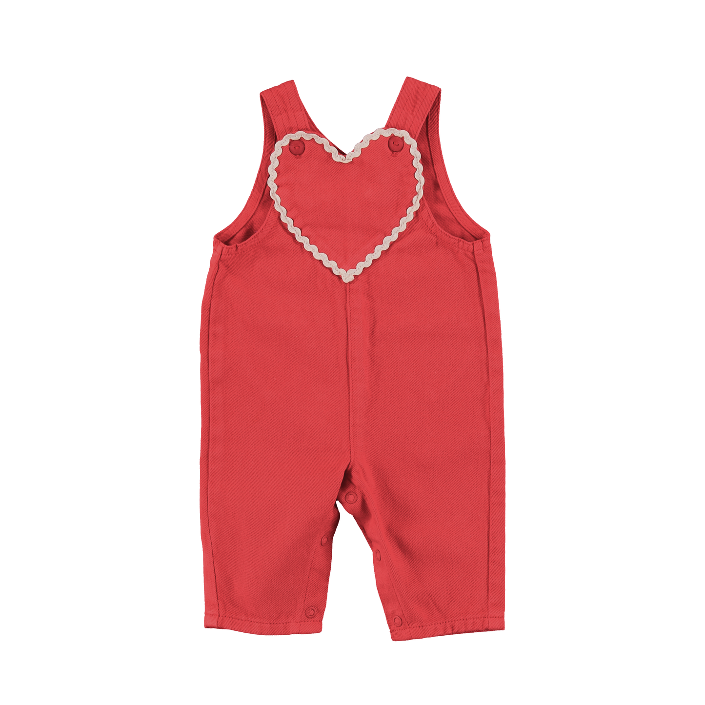 BEBE ORGANIC CORAL HEART STITCH OVERALLS