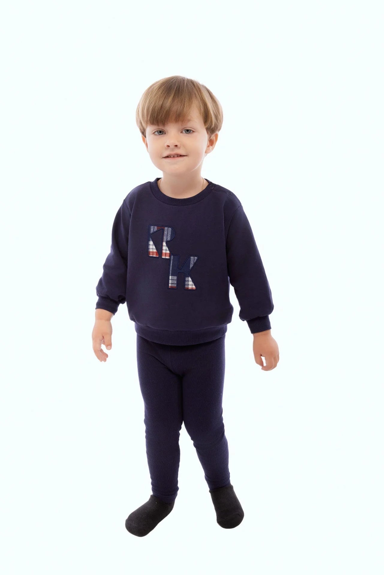 RETRO KID NAVY PLAID SET