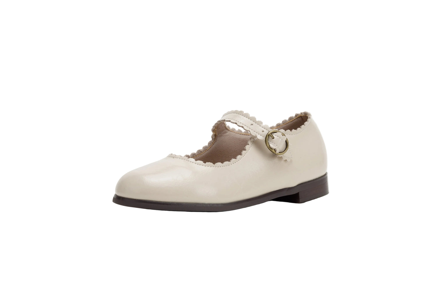 TANNERY & CO IVORY SCALLOP TRIM MARY JANES