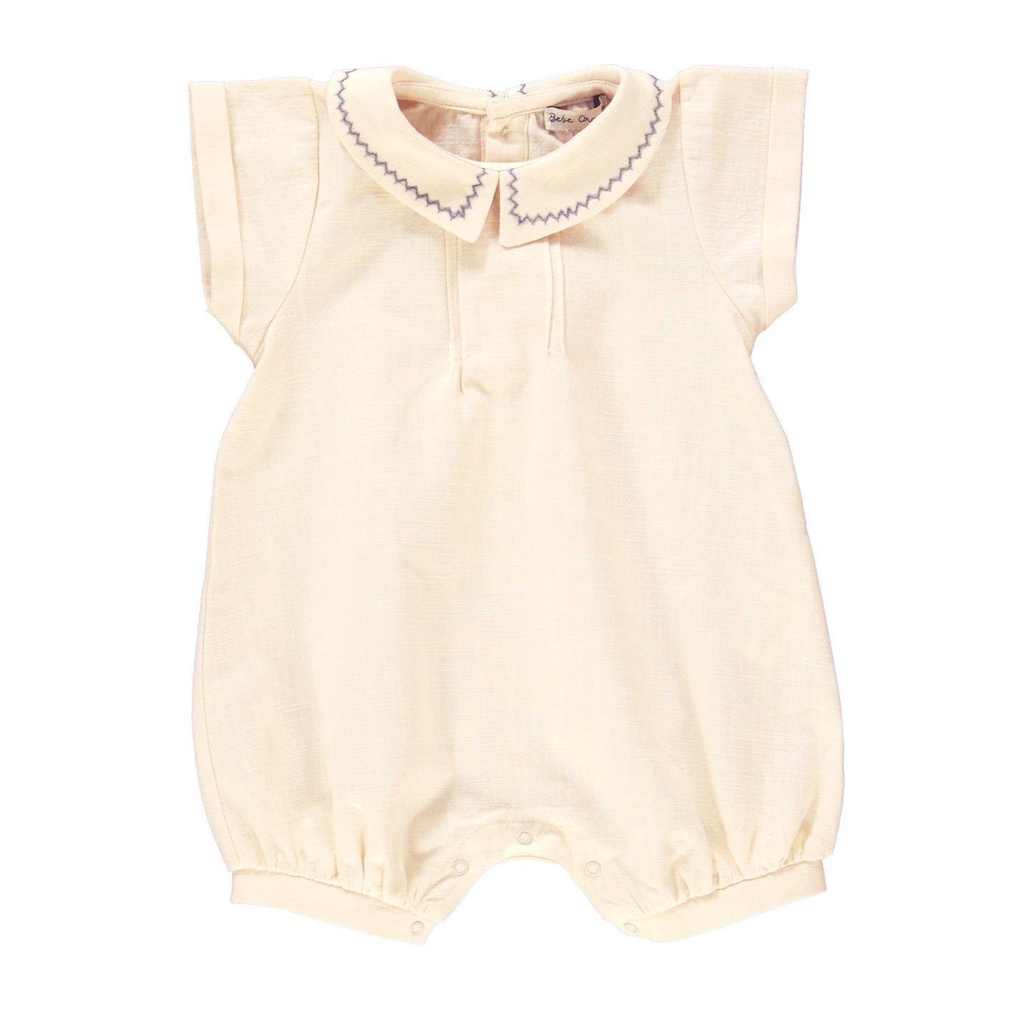 BEBE ORGANIC BIEGE TRIM COLLAR ROMPER