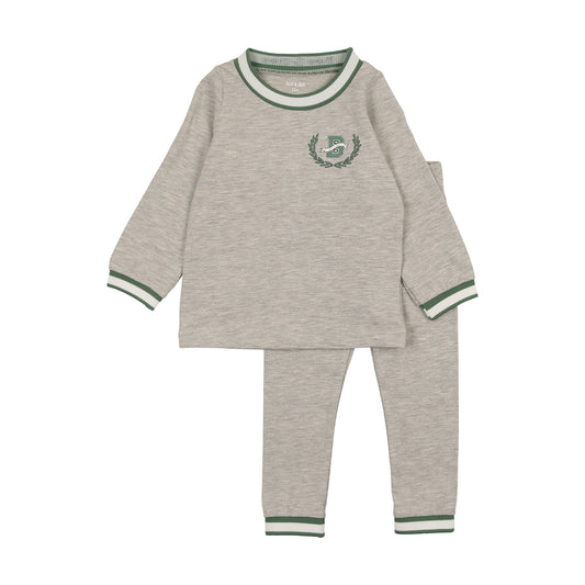 BEE & DEE HEATHER GREY VARSITY PAJAMA SET