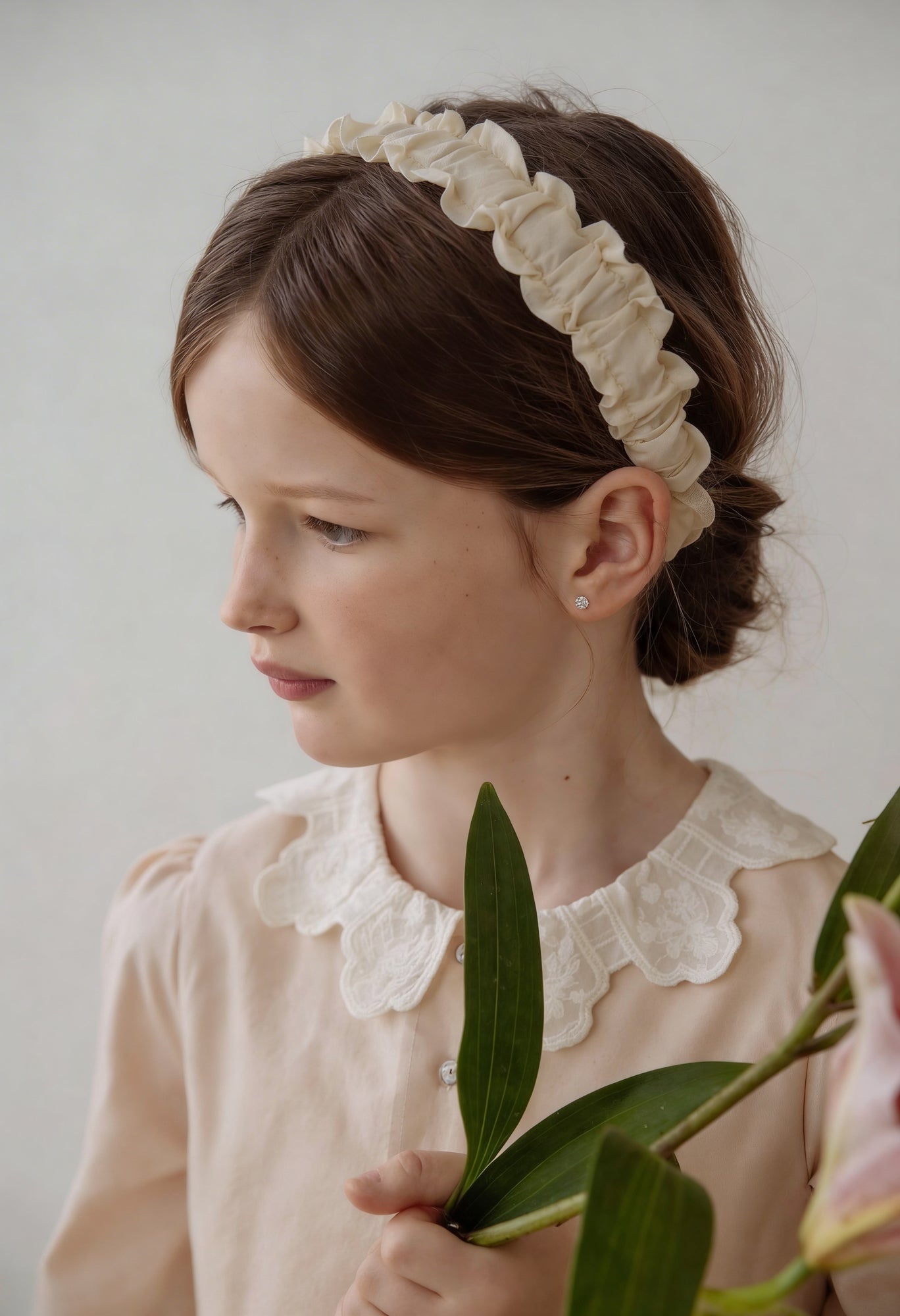 BOWBON CREAM RUFFLE  HEADBAND [FINAL SALE]