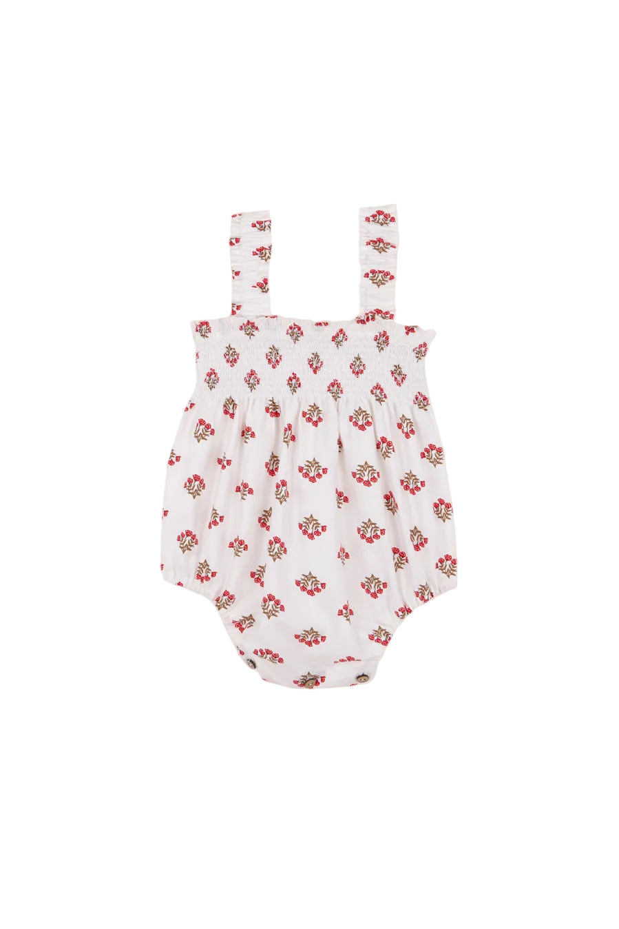 BIRINIT PETIT WHITE/RED FLORAL SMOCK ROMPER