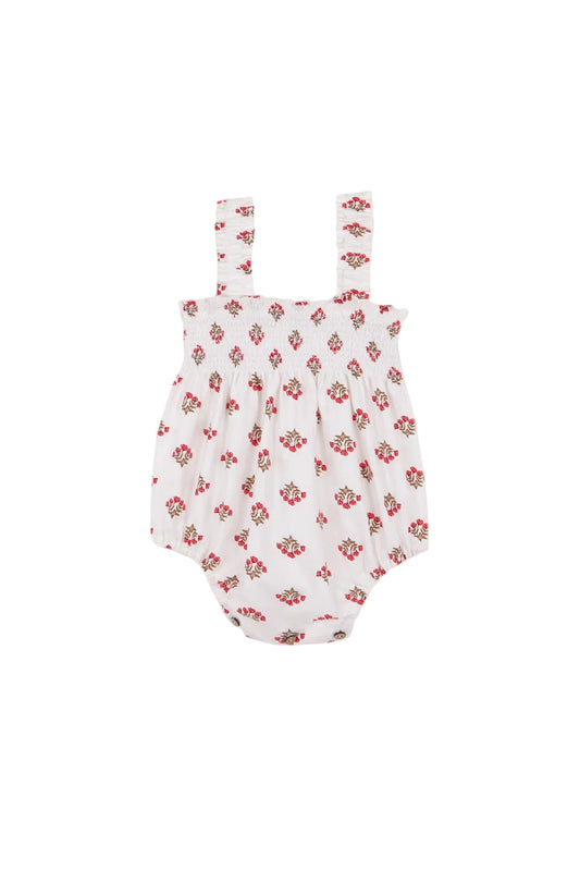 BIRINIT PETIT WHITE/RED FLORAL SMOCK ROMPER