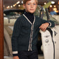 MOTU TEAL CONTRAST TRIM RIBBED KNIT CARDIGAN