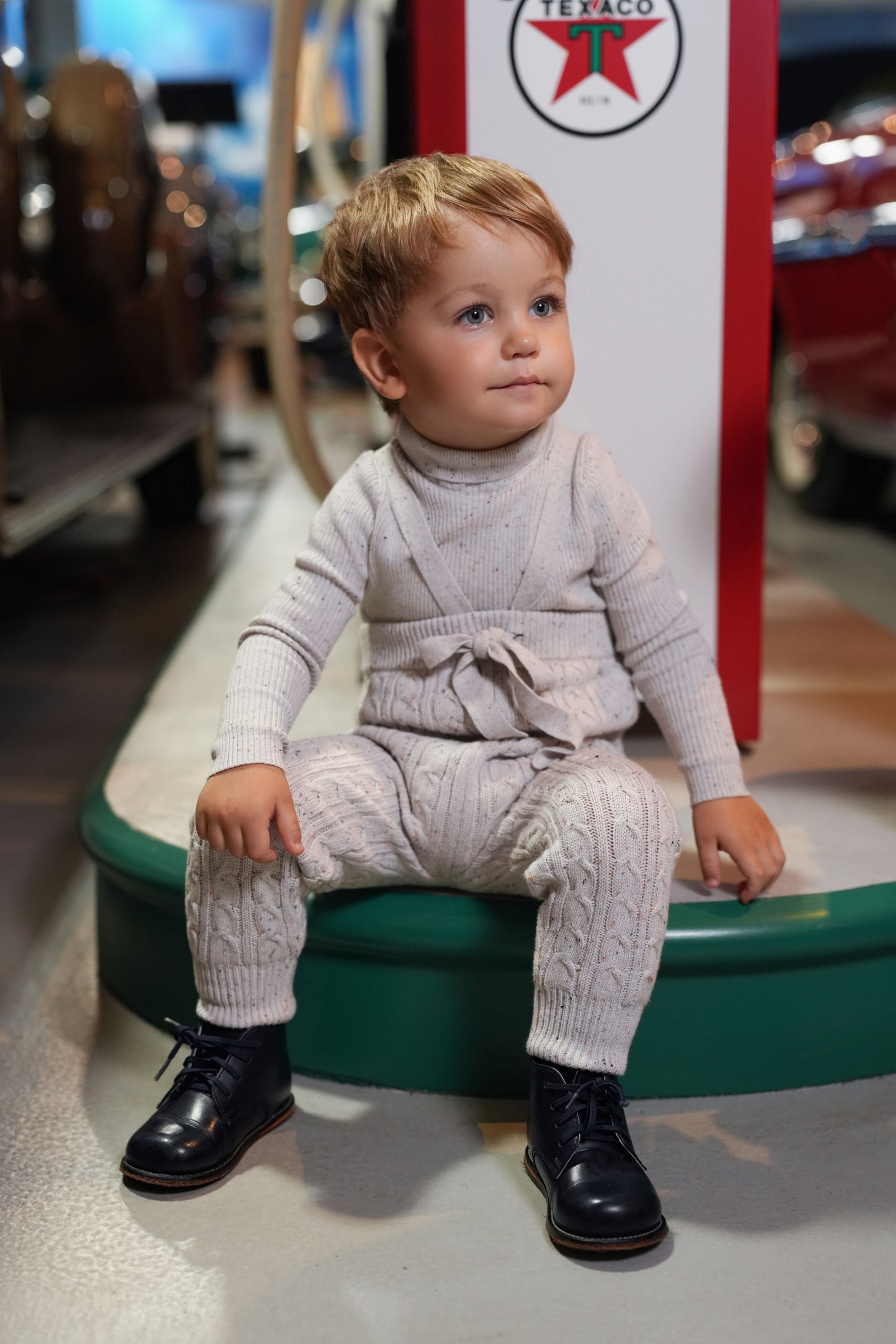 MOTU LIGHT GREY SPECKLED KNIT TURTLENECK SET