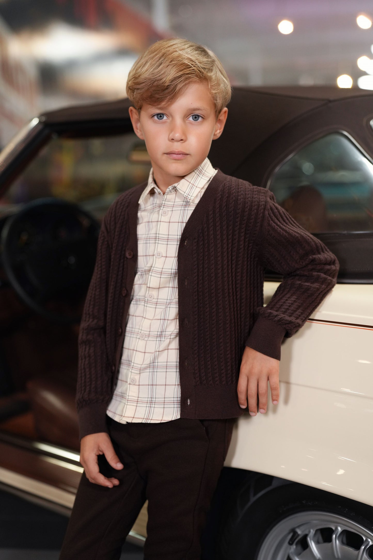 MOTU BEIGE/BROWN PLAID BUTTON SHIRT