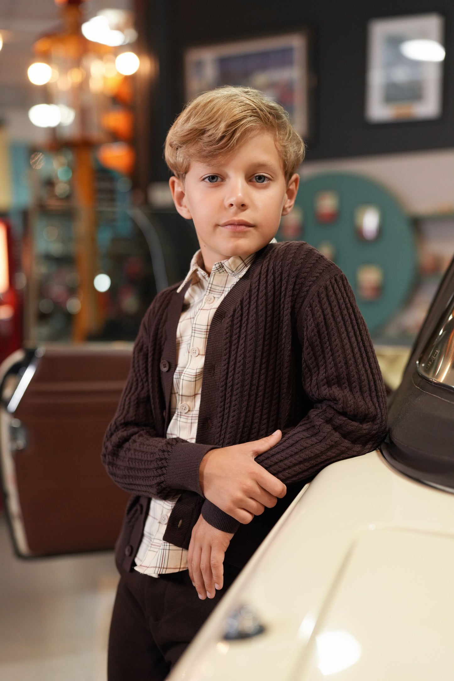 MOTU BROWN CABLE KNIT CARDIGAN
