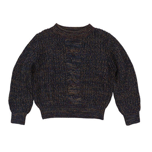 MOTU MIDNIGHT BLUE CABLE KNIT SWEATER