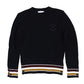 MOTU NAVY STRIPE TRIM RIBBED KNIT SWEATER