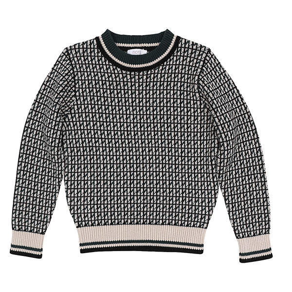 MOTU TEAL GEOMETRIC KNIT SWEATER
