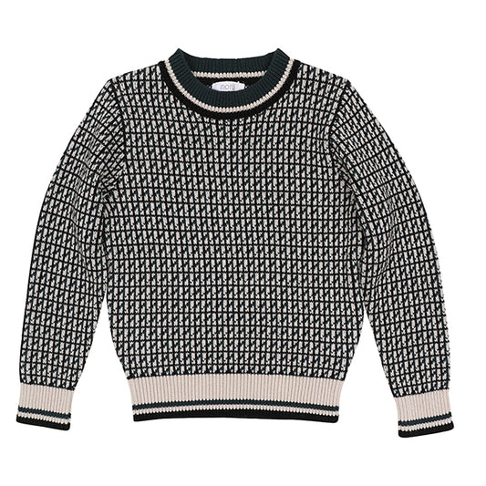 MOTU TEAL GEOMETRIC KNIT SWEATER