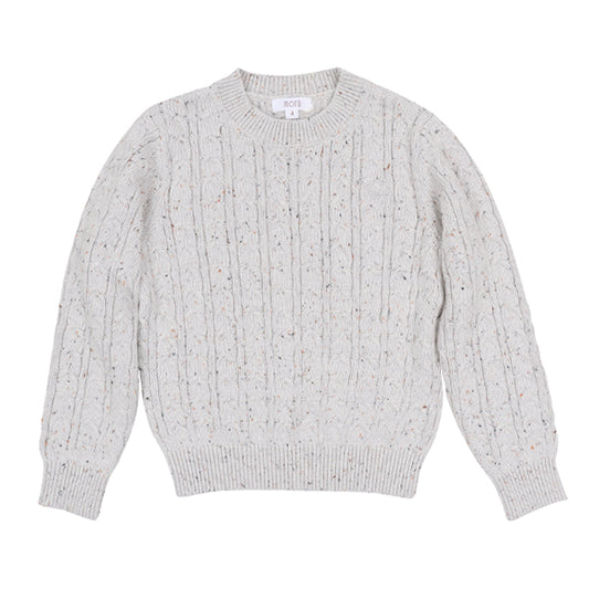 MOTU LIGHT GREY SPECKLED KNIT CABLE SWEATER
