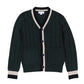 MOTU TEAL CONTRAST TRIM RIBBED KNIT CARDIGAN