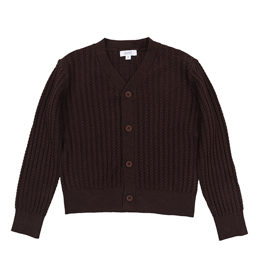 MOTU BROWN CABLE KNIT CARDIGAN