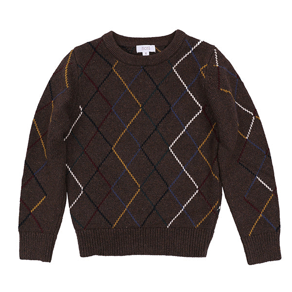 MOTU BROWN ARGYLE KNIT SWEATER