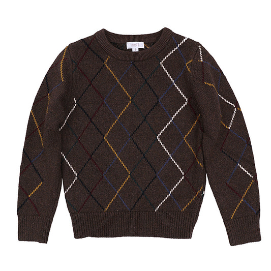 MOTU BROWN ARGYLE KNIT SWEATER