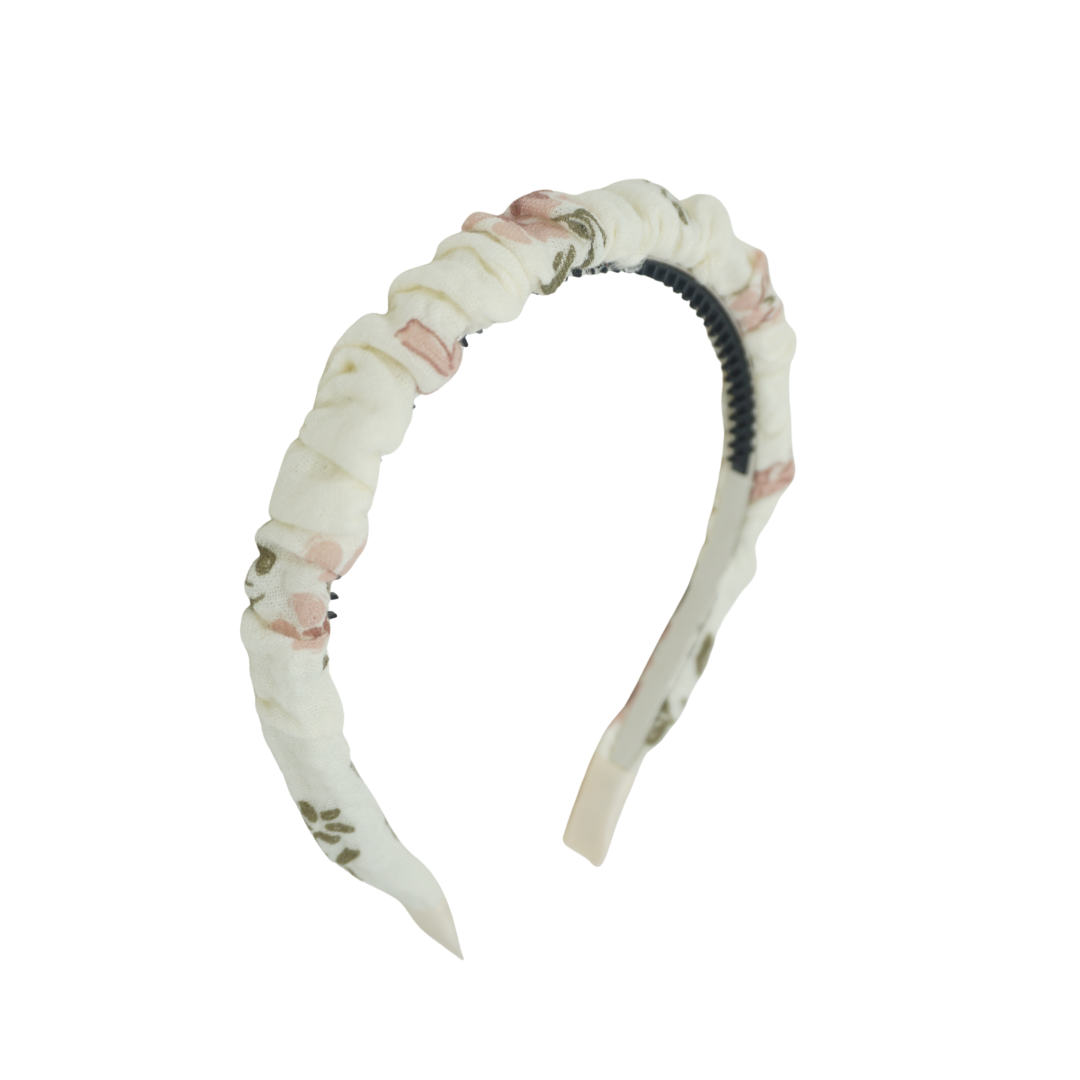 BANDEAU CREAM MUSLIN GATHERED HEADBAND [FINAL SALE]