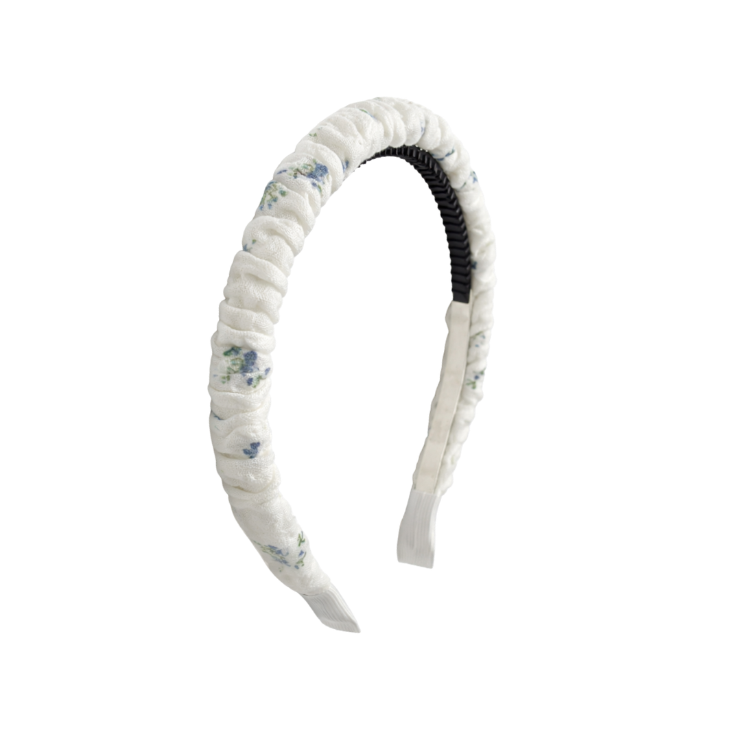 BANDEAU WHITE MUSLIN GATHERED HEADBAND [FINAL SALE]