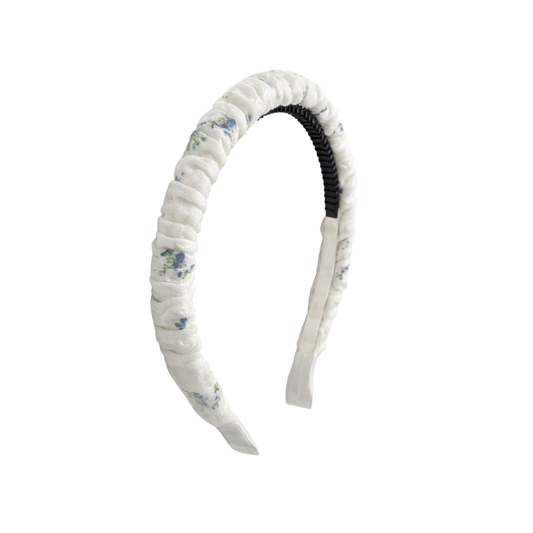 BANDEAU WHITE MUSLIN GATHERED HEADBAND [FINAL SALE]