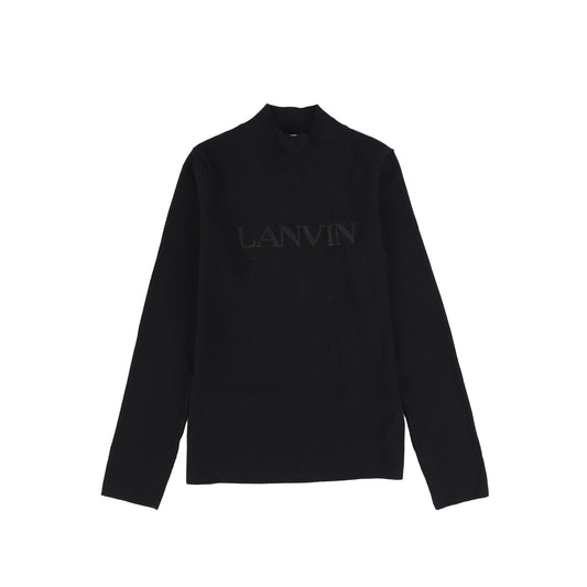 LANVIN BLACK LOGO KNIT SWEATER