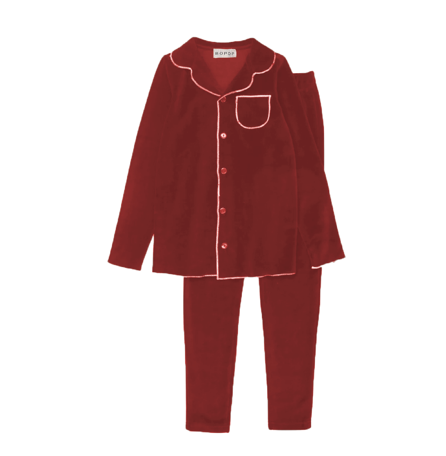 BOPOP RED VELOUR GRANDPA PAJAMAS