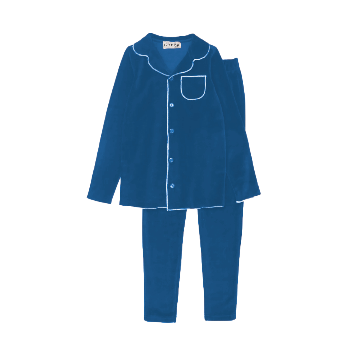 BOPOP BLUE VELOUR GRANDPA PAJAMAS