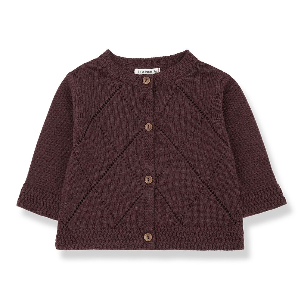 1+ IN THE FAMILY DARK PURPLE DIAMOND CARDIGAN