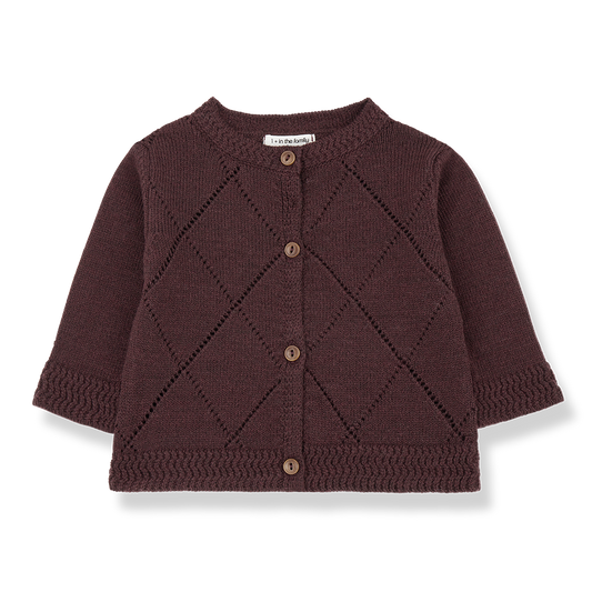 1+ IN THE FAMILY DARK PURPLE DIAMOND CARDIGAN