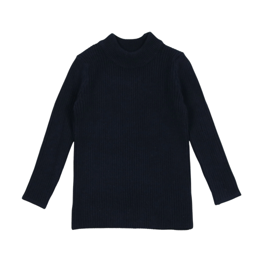 LIL LEGS NAVY KNIT MOCKNECK