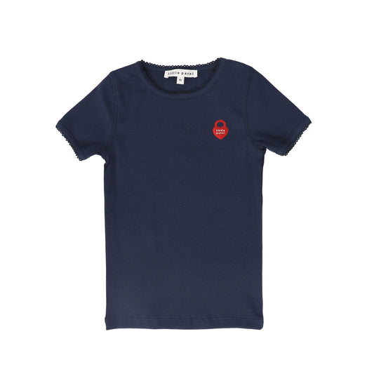 LITTLE PARNI NAVY TRIM SS T-SHIRT