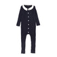 BAMBOO NAVY CABLE KNIT COLLAR ROMPER