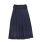 VALENTINA NAVY PINSTRIPED BUCKLE PLEATED MIDI SKIRT