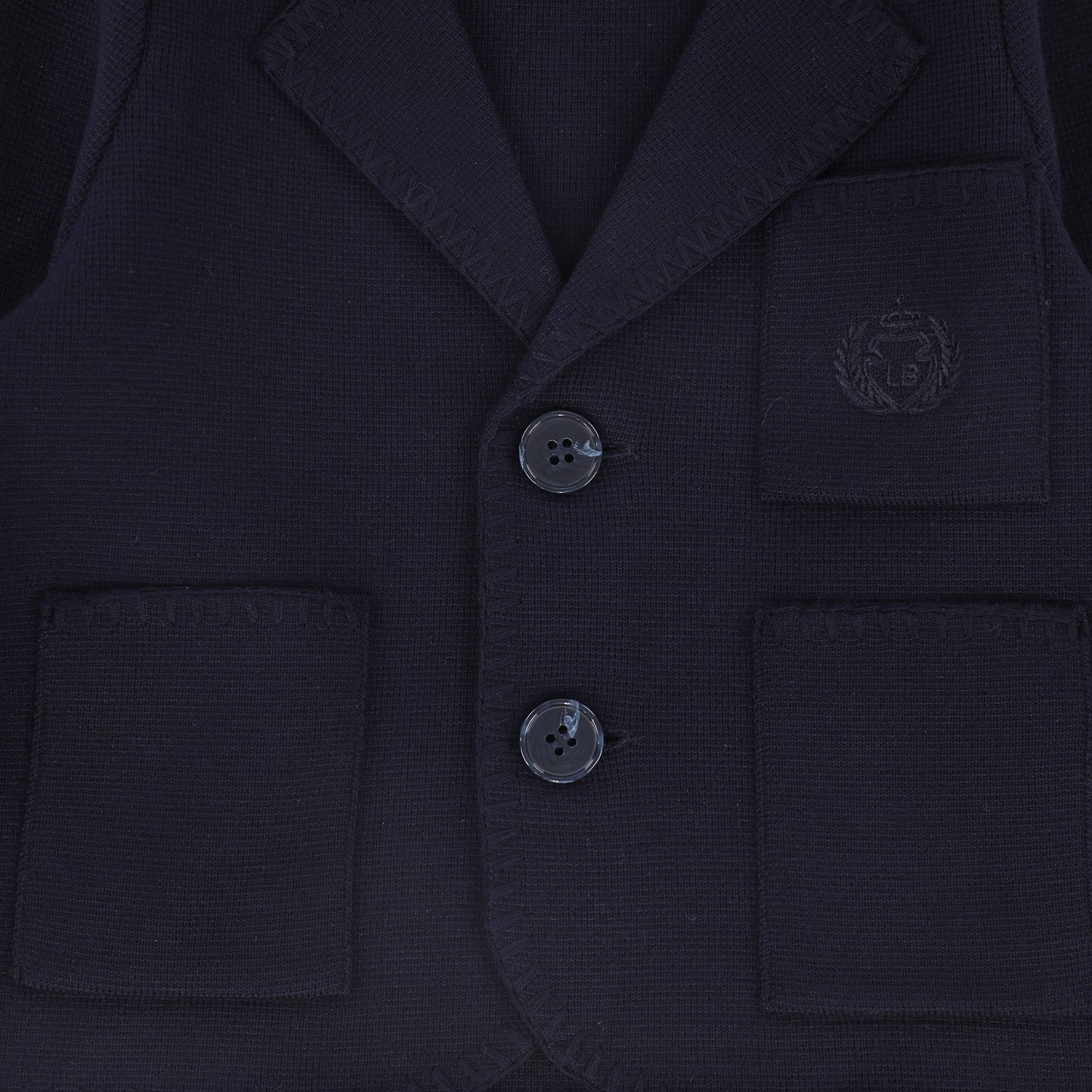LE BOURDON NAVY PIPED KNIT BLAZER