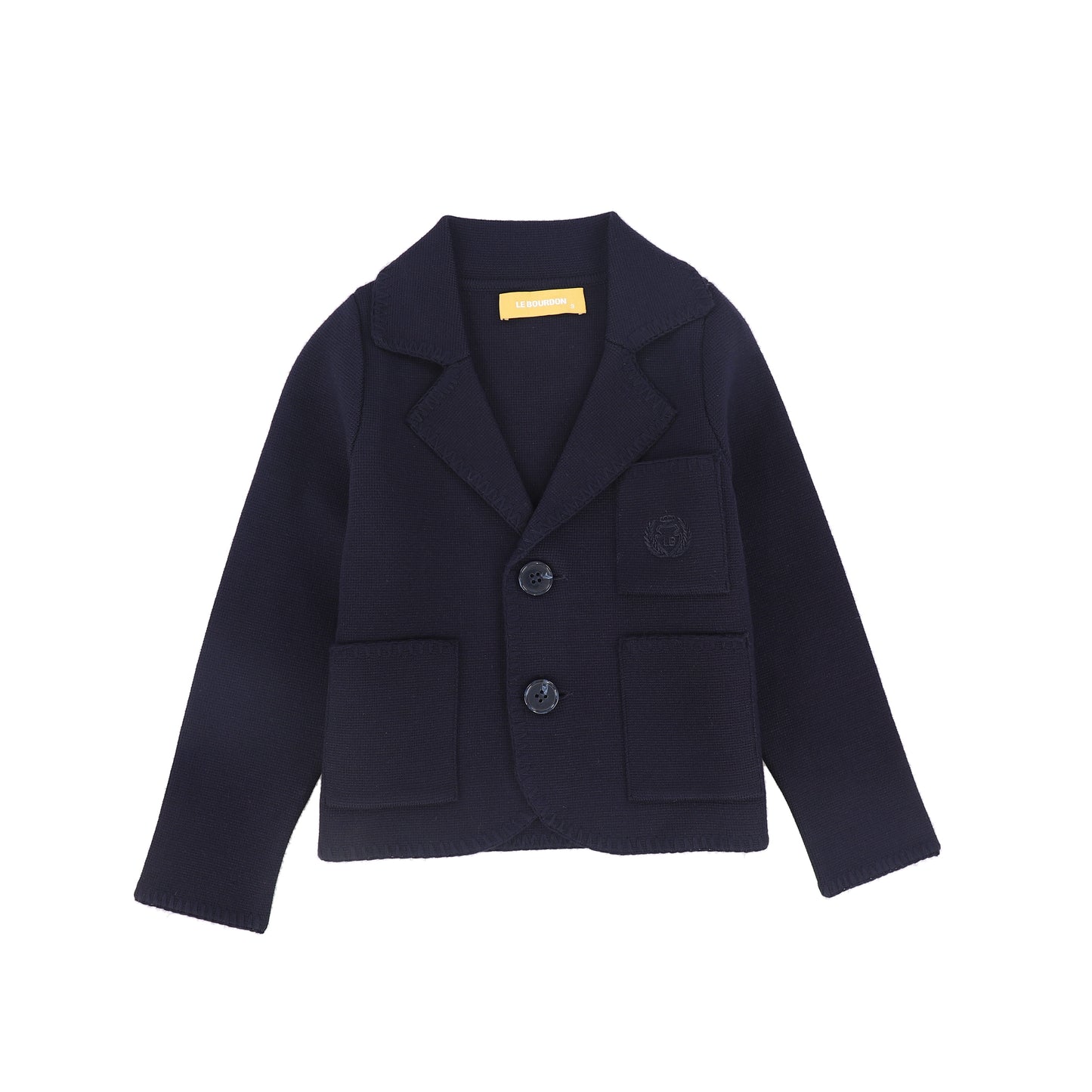 LE BOURDON NAVY PIPED KNIT BLAZER