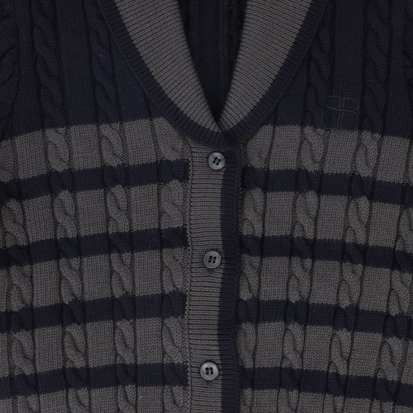BAMBOO NAVY STRIPED KNIT BUTTON DOWN CARDIGAN