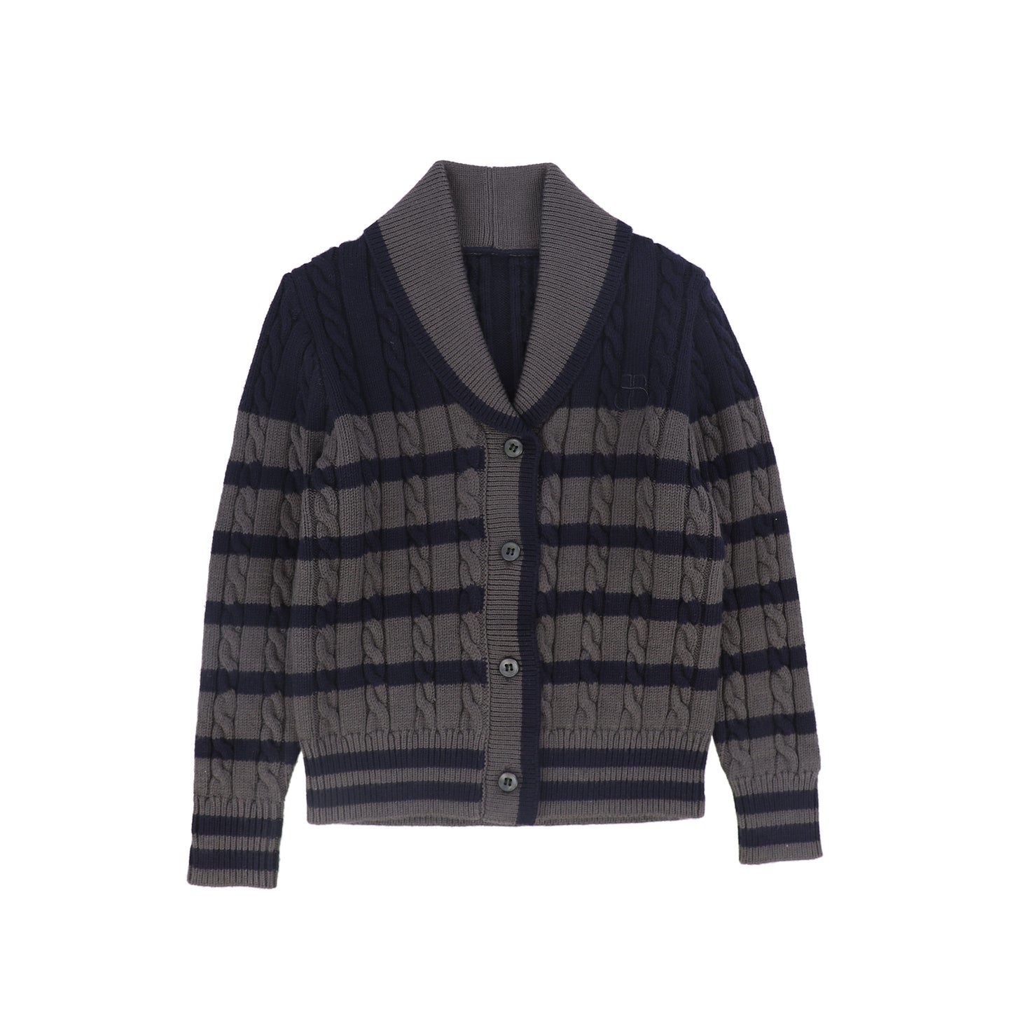 BAMBOO NAVY STRIPED KNIT BUTTON DOWN CARDIGAN