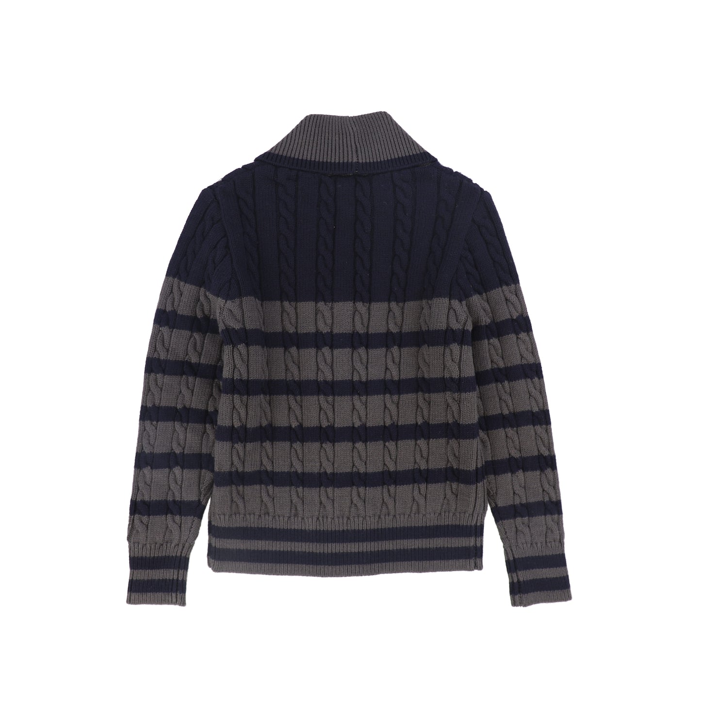 BAMBOO NAVY STRIPED KNIT BUTTON DOWN CARDIGAN