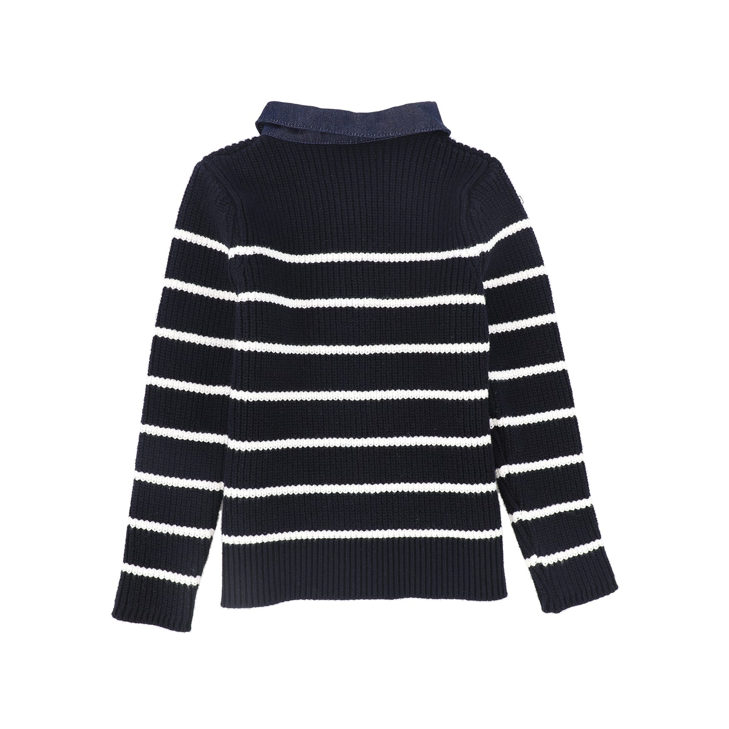 BAMBOO NAVY STRIPE KNIT DENIM COLLAR POLO