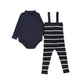 BAMBOO NAVY STRIPE KNIT SUSPENDER LEGGINGS SET