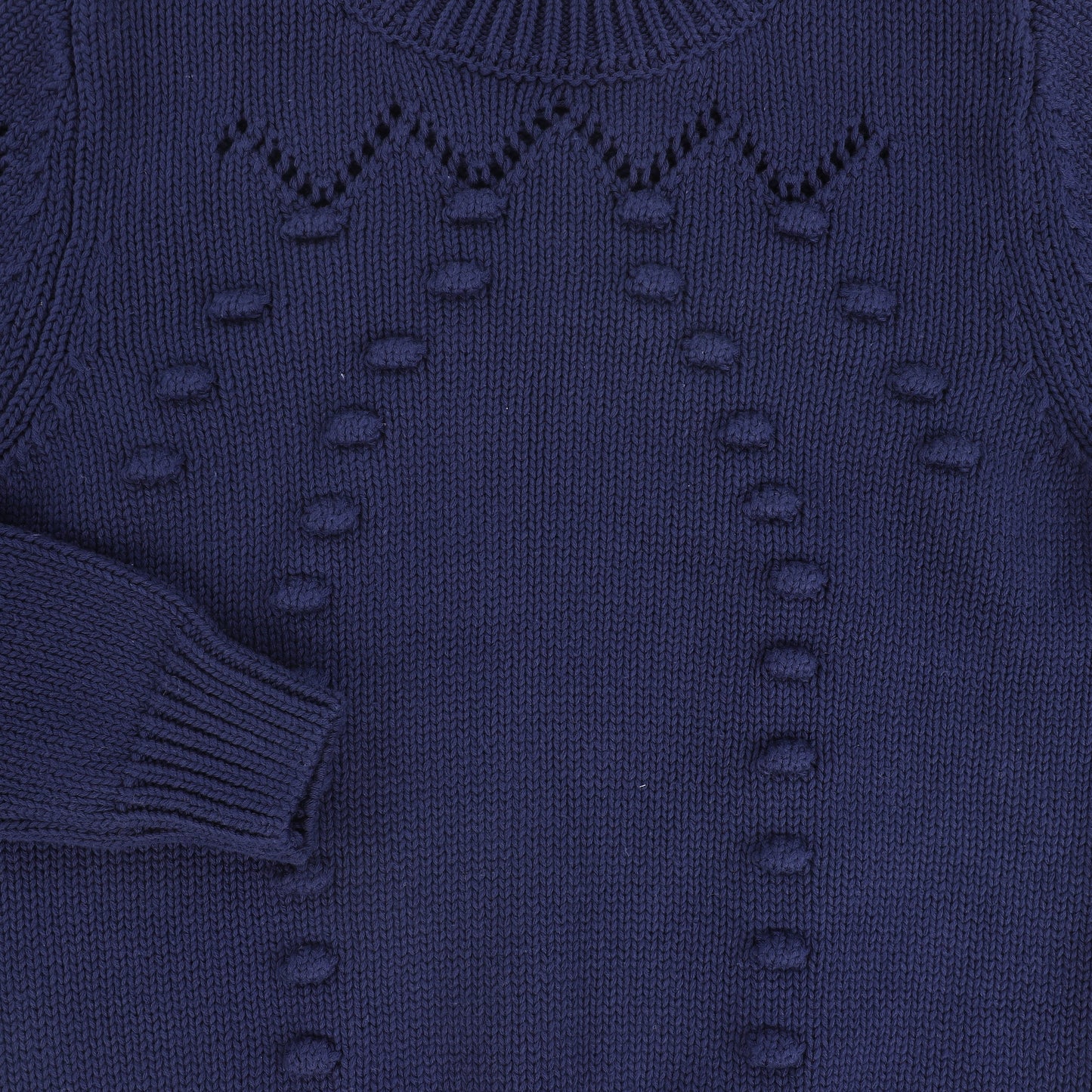 VALENTINA NAVY HEATHERED POM POM SWEATER